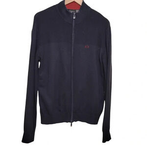 Armani Exchange Navy Blue Zip Up Cardigan, Large